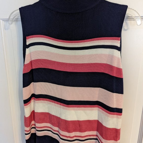 Host Pick! Preston & York Petites Navy & Pink Striped Sleeveless Sweater sz PM - Picture 7 of 7